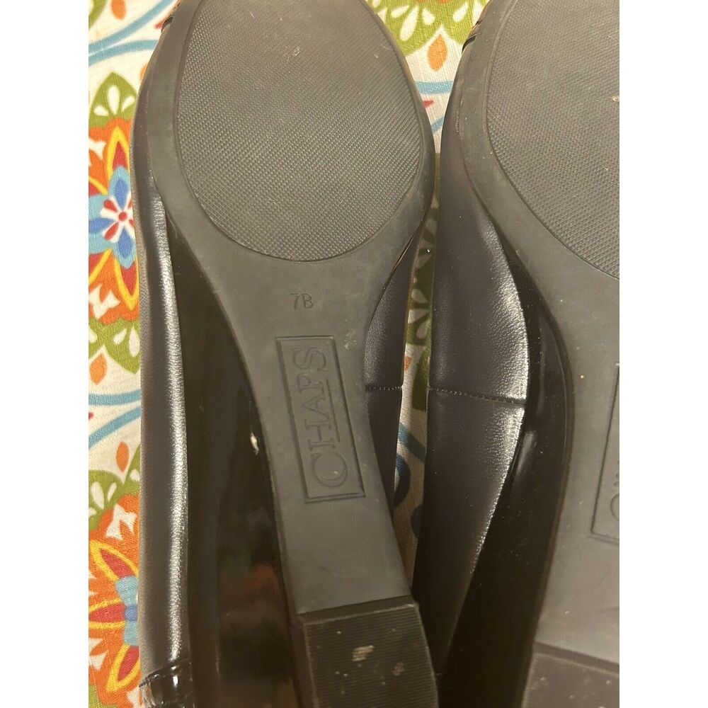 Chaps Black Wedge Pumps Patent Leather Size 7 Women’s - Picture 5 of 7